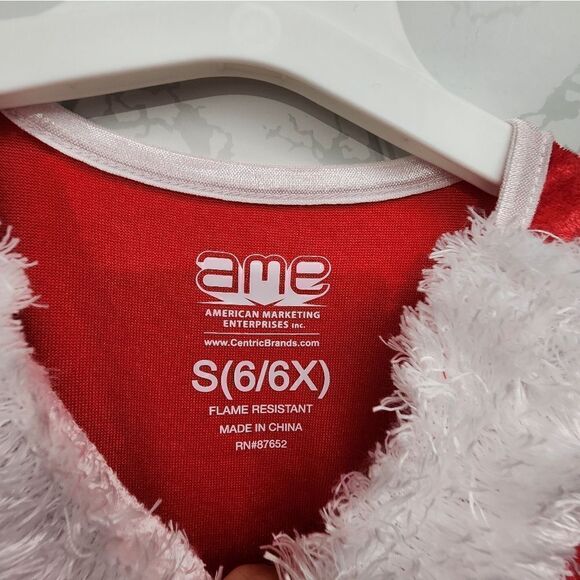Nwt Girl's Crushed Holiday Red Velour Santa Christmas Nightgown, Gown, Size S 6 - Picture 3 of 5